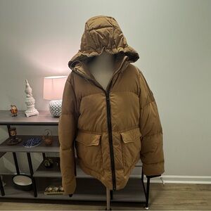 Alpine Design Down Puffer Jacket with Removable Hood – Tan – Size XXL